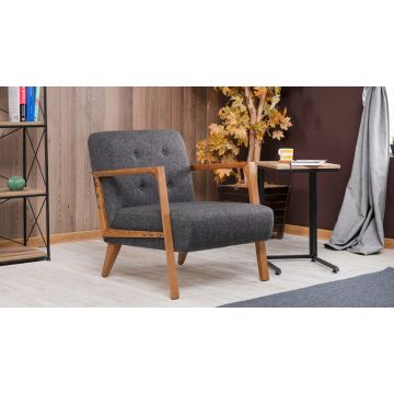 Atelier Del Sofa Wing Chair | Structure en bois de hêtre | Tissu facile à nettoyer | Gris foncé