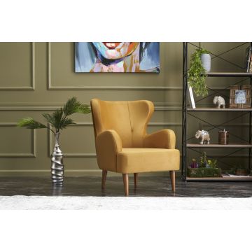 Atelier Del Sofa Wing Chair | 100% Velvet Fabric | Gold Color