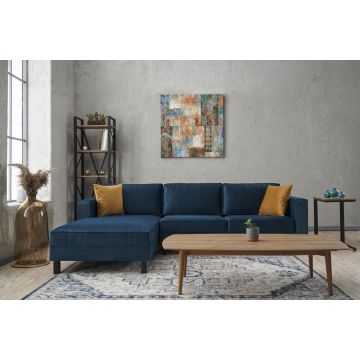 Balcab Home Canapé d'angle | Cadre en hêtre | Bleu
