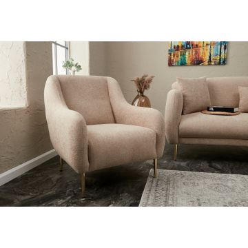 Del Sofa 1-Seat Beige Gold Sofa with Beech Wood Frame