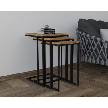 3 Piece Woody Fashion Nesting Tables | Melamine Coated Black Oud