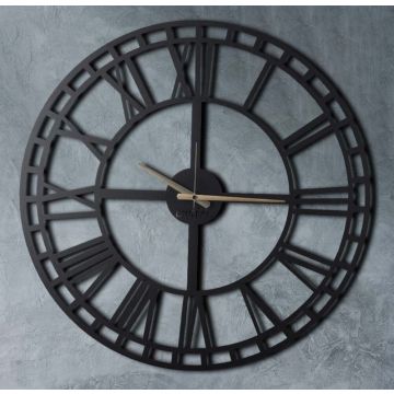 Tanelorn Horloge murale décorative en métal | 2mm d'épaisseur | 70 x 70 cm | Noir