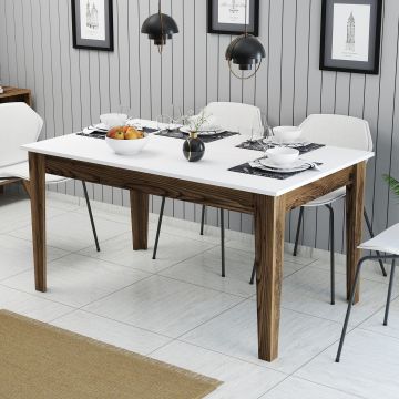 Table de salle à manger en mélaminé 18mm | Woody Fashion | Walnut White