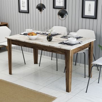 Woody Fashion Dining Table | 18mm Melamine Coated | Walnut White