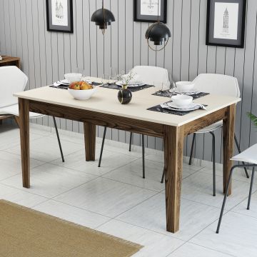 Woody Fashion Table de salle à manger | Mélamine | Noyer crème | 145x75x88 cm