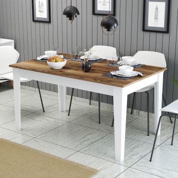 Table de salle à manger Stylish Woody Fashion | Noyer blanc | 145x75x88 cm