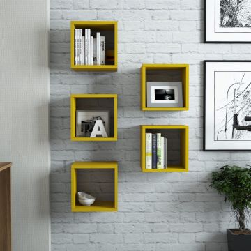 Woody Fashion Wall Shelf | 100% Melamine Coated | Yellow