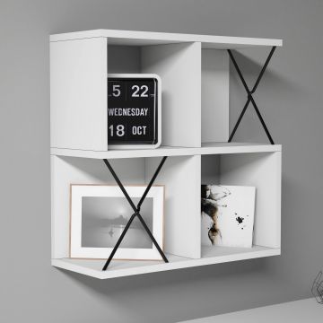 Woody Fashion Wall Shelf | 18mm Thick | 60x60x24 cm | Melamine Coated | White Black