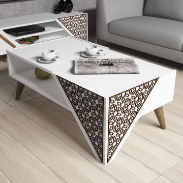 Woody Fashion Table Basse | 100% Mélaminé | 105x58x40 cm | Blanc