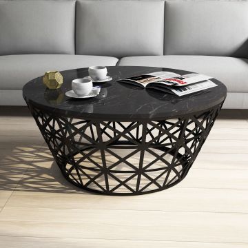 Woody Fashion Coffee Table | 100% Mélamine | Cadre en métal | Noir