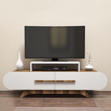 Meuble TV moderne avec beaucoup d'espace et finition en noyer blanc