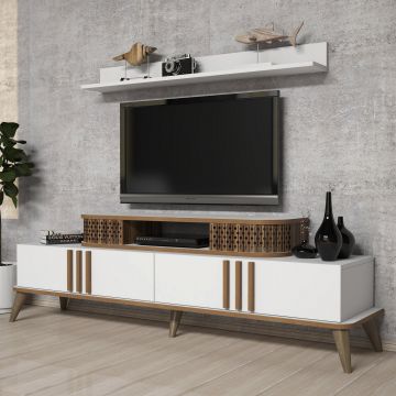 Woody Fashion TV Unit | 100% mélaminé | 168 cm de largeur | blanc