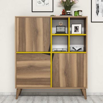 Armoire multifonctions Woody Fashion | 100% Mélamine | Noyer jaune