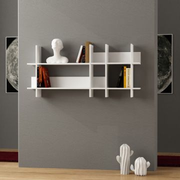 Woody Fashion White Wall Shelf | 150x70x22 cm | 18mm Thickness