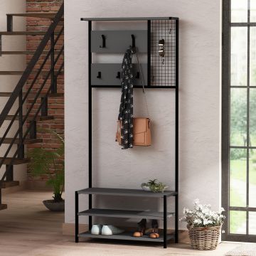Woody Fashion Hall Stand | 100% Melamine Coated | Anthracite Black