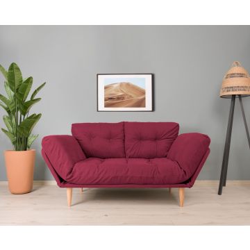 Canapé-lit confortable à 3 places - cadre en métal - rouge - capacité de 200 kg