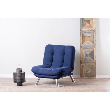 Atelier Del Sofa 1-Seat Navy Blue Sofa | Metal Frame, Soft Fabric, Easy Clean, 100kg Capacity
