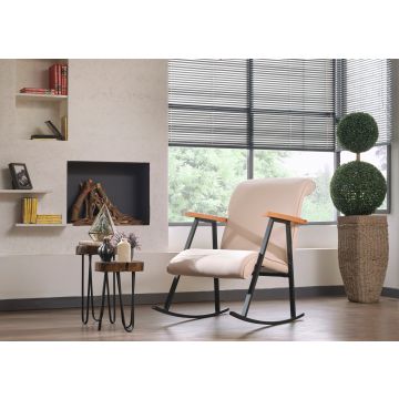 Chaise à bascule élégante et confortable | Structure en métal | Couleur crème