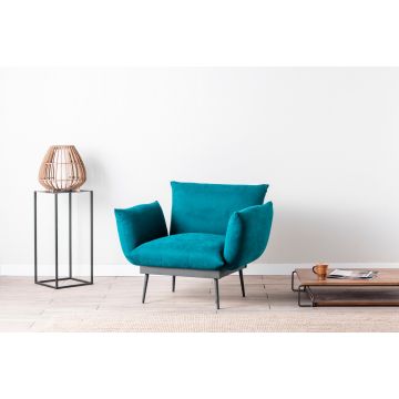 Atelier Del Sofa Wing Chair | Structure en métal | Tissu de lin | 90x95x80 cm | Vert pétrole