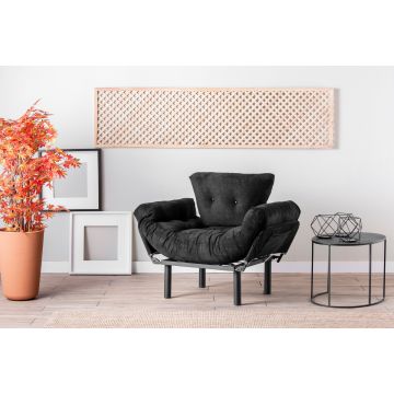 Atelier Del Sofa Wing Chair | Structure en métal, tissu polyester | Accoudoirs réglables sur 5 niveaux | Noir