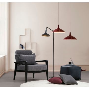 Hilena Wing Chair, structure en bois de hêtre, tissu polyester gris