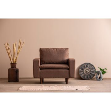 Del Sofa Wing Chair - Light Brown, Metal Frame