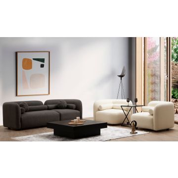 Atelier Del Sofa Wing Chair | Structure en bois de hêtre | Tissu polyester crème | 90x74x90 cm