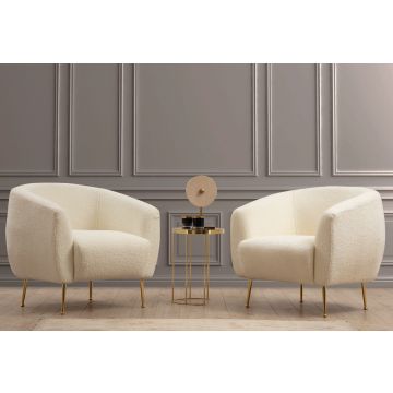 Del Sofa Wing Chair | Cadre en bois de hêtre | Tissu polyester | Crème