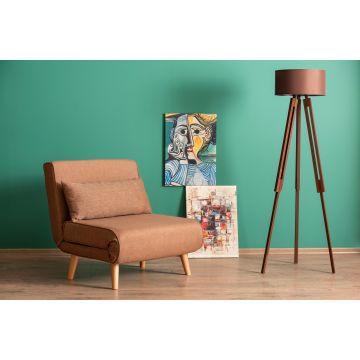 Del Sofa Canapé-lit 1 place | Structure 100% métal et tissu polyester | Couleur marron