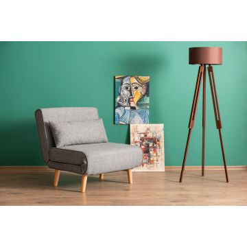 Atelier Del Sofa Canapé-lit 1 place | Cadre en métal | Tissu polyester | Gris clair