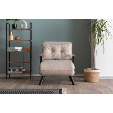 Del Sofa Canapé-lit 1 place | Structure métal, tissu lin | Crème