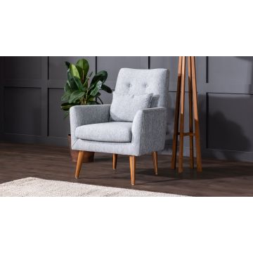 Atelier Del Sofa Wing Chair | Structure en bois de charme | Tissu 100% lin | Couleur grise