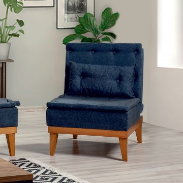 Atelier Del Sofa Wing Chair | Hornbeam Wood Frame | 100% Linen Fabric | Dark Blue