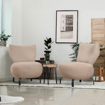 Atelier Del Sofa Wing Chair Set - Cream Chenille