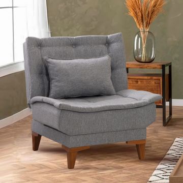 Atelier Del Sofa Wing Chair | Tissu 100% lin | Structure en bois de hêtre | Gris