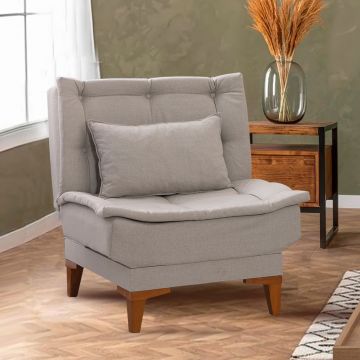 Atelier Del Sofa Wing Chair - Structure en bois de hêtre, tissu 100% lin (crème)