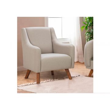 Atelier Del Sofa Wing Chair - Bois de hêtre et tissu de lin en crème