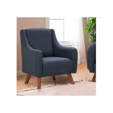 Del Sofa Wing Chair | Structure en bois de hêtre, tissu 100% lin, bleu foncé