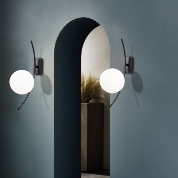 Opviq Wall Lamp | Metal Body | Glass Cap | Size : 15x25 cm | IP20 | Black White