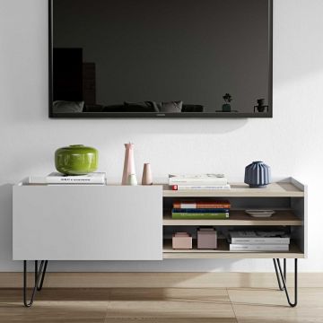 Meuble TV Nina 140cm - chêne/blanc