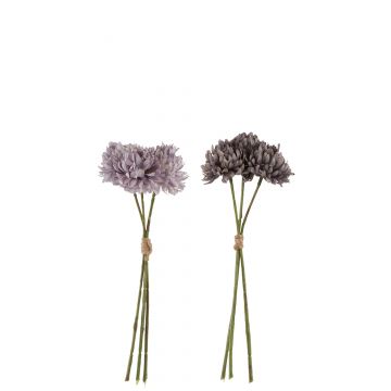 Bouquet chrysantheme mini plastique mauve clair/fonce assortiment de 2