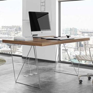 Table / Bureau Multis 160cm - noyer/chrome