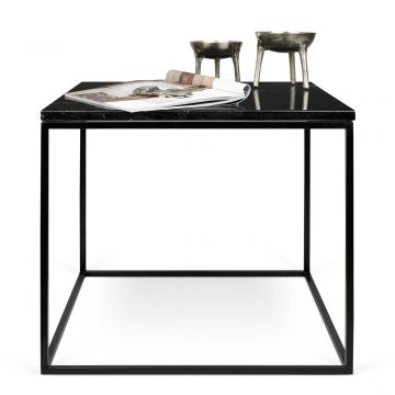 Table d'appoint Gleam 50x50 - marbre noir/acier