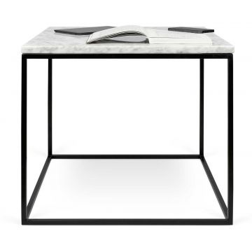 Table d'appoint Gleam 50x50 - marbre blanc/acier