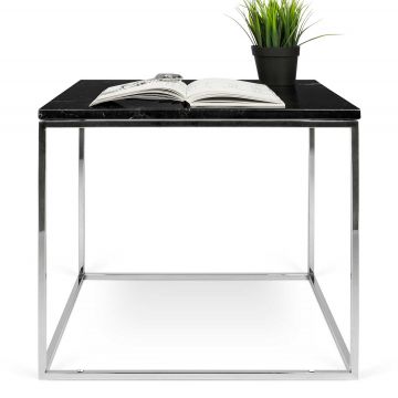 Table d'appoint Gleam 50x50 - marbre noir/chrome