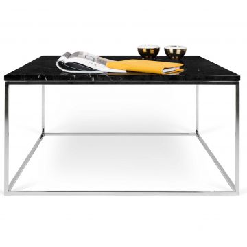 Table basse Gleam 75x75 - marbre noir/chrome