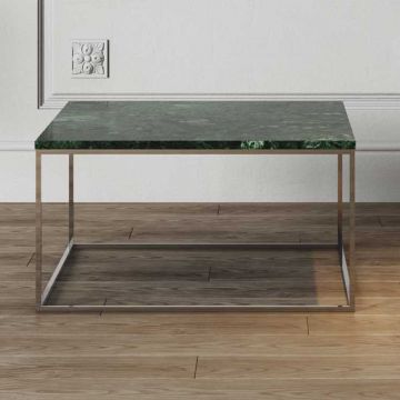 Table basse Gleam 75x75 - marbre vert/chrome
