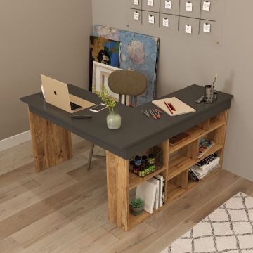 Creativity Inspiring 18mm Study Desk | 129x72x120cm | Atlantic Pine Black