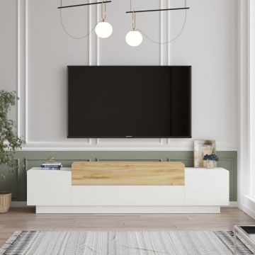 Meuble TV moderne | mélaminé | 160 cm de largeur | feutre blanc