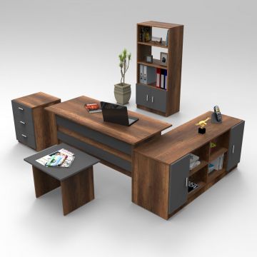 Ensemble de meubles de bureau Locelso | Noyer Anthracite